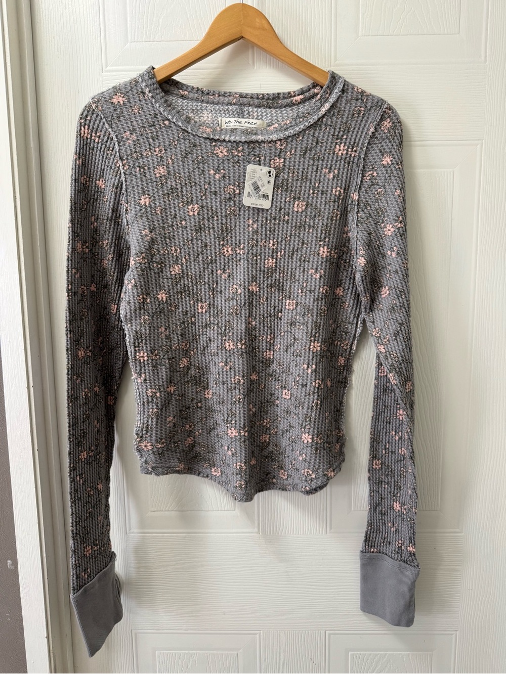 We The Free Gray Long-Sleeve Thermal Top with Pink Floral